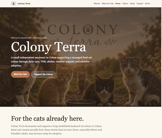 Colony Terra website screenshot